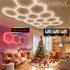 HAMRVL Illuminazione LED Esagonale Dimmerabile per Garage, Cambio Colore RGB 3000-6000K, Luci a Nido d'Ape per Palestra, Barbiere, Feste di Halloween, Gaming