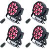 HYULIGHTS 4 Pezzi Luci da Palco LED Wireless Controllabili RGBWA UV 6in1 12x12W DMX, Illuminazione Professionale per Feste, KTV, Discoteche, DJ
