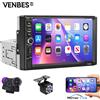 VENBES Autoradio da 7 pollici Mirrorlink universale Bluetooth FM Telecamera di retromarcia 1 DIN Auto Audio