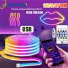 OSIDEN Striscia di luce al neon RGB intelligente 5v App USB/Telecomando Sincronizzazione musicale Striscia al neon flessibile impermeabile per la decorazione della festa del gioco della camera da letto