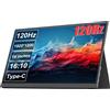 LANLIPU Monitor portatile da 16 pollici 100% SRGB 120Hz Display per laptop da gioco con Type C Mini HDMI per PS4/5/Steam/Deck/Switch/PC/Mac/Telefono
