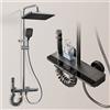 Set rubinetteria bagno con pulsanti multifunzione, termostatico e colonna doccia, controllo acqua calda e fredda