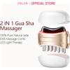 ANLAN Massaggiatore Gua Sha 2 in 1 con Testina in Giada Naturale, LED a 3 Colori, Microcorrente per la Cura della Pelle, Pettine Massaggiante Vibrante per la Cura del Cuoio Capelluto