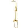 NONE Set Colonna Doccia Regolabile in Ottone Dorato, Doccia a Pioggia e Doccetta con Tubo Flessibile in Acciaio Inox, Set Rubinetteria Doccia per Bagno