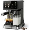 NONE Macchina da caffè espresso automatica 20 bar, montalatte, touch screen, pre-infusione, per latte macchiato e cappuccino, 6 modalità.