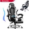 GTPLAYER Sedia da gaming con cuscino Lumin massaggiante e poggiapiedi, sedia da ufficio ergonomica con seduta imbottita, sedia girevole fino a 150 kg