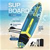 mseasfree Tavola SUP Gonfiabile Ultra-Leggera GENREEN 335*89*15cm | Capacità 200 kg | Kit Completo con Pompa, Pagaia e Zaino