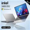 LENO Laptop Ultra Sottile 14.1" con Windows 11, Intel 4405U, 16GB RAM, 2TB SSD, Notebook da Gaming, Display 1920*1080, Computer per Ufficio, Studio e Gaming