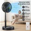LIPETY Ventilatore pieghevole di piccole dimensioni, 8000mAh, ricaricabile rapidamente, con telecomando, da pavimento, a 4 velocità, con timer, per ufficio, casa, esterno, barbecue