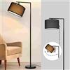 NONE Lampada da terra per soggiorno, nera: moderna lampada da terra con design in tessuto, decorazione ad arco, attacco E27, lampada da lettura max. Lampada da soggiorno 40W con interruttore a pedale,