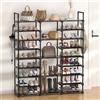 NONE Scarpiera a 9 livelli, scaffale porta scarpe in metallo fai da te, capacità 50-55 paia di scarpe, mobiletto porta scarpe con ganci - Nero