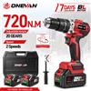 ONEVAN Trapano elettrico brushless ONEVAN da 13 mm, 2 velocità, 720 Nm, avvitatore a impulsi ricaricabile senza fili, utensile elettrico compatibile con batteria Makita 18V.