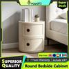 NONE Comodino Rotondo in Plastica Podofo con Cassetti, Pratico Contenitore, Mobiletto Comodino, Arredo Chic per Camera da Letto e Soggiorno, Design Moderno, Stoccaggio Multistrato
