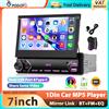 podofo Autoradio Podofo 1Din con Schermo Retrattile da 7'', Mirror Link, Lettore Multimediale MP5, Bluetooth, FM, Luci Multicolore, Type-C, EQ Audio, Stereo per Auto