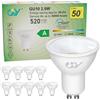 GY Lampadina LED GY GU10 2.9W Classe A Ultra Efficiente dal Punto di Vista Energetico, 520LM Risparmio Energetico Equivalente a 50W, 100 ° Lampada ad angolo regolabile, non dimmerabile, confezione da