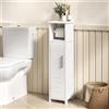 EUGAD Mobiletto da Bagno Bianco con Portarotolo di Carta Igienica, Mensola da Bagno con Anta, Mobiletto da Terra per Organizzazione e Stoccaggio del Bagno