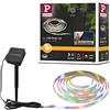 Paulmann 78897 Stripe LED solare 3 m con Sensore crepuscolare e batteria integrata IP44 0,3 W 16 LED/m RGBY, materiale plastico nero