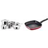 Lagostina Sfiziosa Set di Pentole Induzione, Gas e Forno in Acciaio Inox 18/10, 10 Pezzi & Grill Antiaderente in Alluminio 26x26 cm, Induzione, Gas e Forno