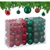 Relaxdays Palline di Natale, 100 Palle Albero, Addobbi Natalizi, Opache, Lucide e Glitter, ∅ 3, 4 e 6 cm, Verde Rosso