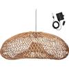 Lumisky Sospensione solare SEVIA SOLAR in rattan naturale con cavo ibrido di rete e solare 5 m di lunghezza