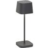 Zafferano, Lampada Ofelia Micro, Lampada da Tavolo Ricaricabile e Senza Fili con Controllo Touch, Adatta per Salotto ed Esterni, Dimmer, 2200-3000 K, Altezza 20 cm, Colore Grigio Scuro