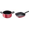 Lagostina Cucina Mediterranea Casseruola Fonda 2 Maniglie Antiaderente in Alluminio Ø 24 cm & Grill Antiaderente in Alluminio 26x26 cm, Induzione, Gas e Forno
