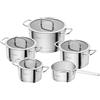 HENCKELS HENCKELY by ZWILLING Pulse - Set di pentole da 5 pezzi, coperchio in vetro, acciaio INOX 18/10, per tutti i piani cottura, incl. induzione