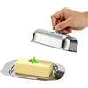 Cozary Porta Burro in Acciaio Inox con Coperchio, Burriera Ermetica da 250g per Frigorifero e Piano Cucina, Lavabile in Lavastoviglie