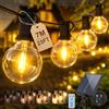 SALCAR Catena luminosa solare per esterni, 7 m, impermeabile, 10 + 1 lampadine G40, dimmerabile, con telecomando, 8 modalità, per giardino, balcone, terrazza, feste, bianco caldo
