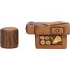 THUN - Set tavolo falegnameria in ceramica Presepe Classico - TAVOLO 6,5 X 3,7 X 3,7 CM H CEPPO 2,7 X 2,7 X 2,8 CM H - Ceramica