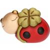 THUN - Coccinella Ella con quadrifoglio portafortuna in ceramica, media - 11,9X8,8X8,4 - Ceramica