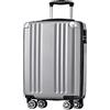 Merax Valigia rigida trolley trolley valigia da viaggio bagaglio a mano, lucchetto TSA, 4 ruote, manico telescopico, materiale ABS, M-56,5 x 37,5 x 22,5 cm, grigio argento, grigio argentato, m,