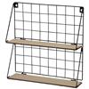 AKTIVE Max Home Scaffale da parete, 41x40x11 cm, Massimo 4 kg, 2 ripiani in legno, Struttura in metallo, Con design a griglia, Nero, Per decorare, Immagazzinare, Camera da letto (18464)