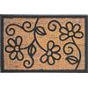 Relaxdays Tappetino fibra di cocco con PVC, motivo floreale, naturale/nero | 60 x 40 cm, interno/esterno, antiscivolo