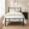 meublescosy MEUBLE COSY Struttura Letto Singolo in Metallo per Materasso 90 x 190 cm | con Doghe, Testiera Elegante, Spazio di Organizzazione, Montaggio Facile, per Spazi Piccoli, Camera da Letto, Nero