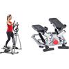 Sunny Health & Fitness Advanced Twist Stepper Machine w/Resistance Bands, Portable Mini + Legacy Stepping Elliptical Machine, Total Body Trainer with Ultra- Quiet Magnetic Belt Drive