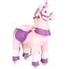 AIYAPLAY Cavallo per Bambini 2+ Anni con 4 Rotelle e Nitriti, Testa Girevole, Design a Pedali, Capacità 60 kg, Rosa | Aosom Italy