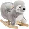 AIYAPLAY Cavallo a Dondolo per Bambini 1-3 Anni a Forma di Foca con Suoni Realistici, Cintura di Sicurezza, Grigio | Aosom Italy