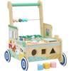 AIYAPLAY Girello per Bambini in Legno, Carrello Primi Passi con Vano Portaoggetti, per Bambini 1-3 Anni, Verde | Aosom Italy