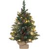 HOMCOM Mini Albero di Natale 60 cm con Luci Incorporate, 86 Rami, Pigne, Bacche Rosse, Base in Cemento, Verde | Aosom Italy