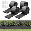 VEVOR Telo Pacciamatura Antierbacce per Orto Giardino 4 Rotoli da 3050 x 115 x 13 mm, Bordatura Permanente in Gomma, Barriera per Fiori dall'Aspetto Naturale con Picchetti, Nero