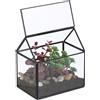 Relaxdays Terrario Piante, Mini Serra in Vetro e Rame, HLP 15x15x10 cm, Piantine Grasse e Muschi, Vaso Ecosistema, Nero