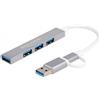 Delock Hub Usb Delock Slim 4 porte Usb Tipo C/USBsb Tipo A Grigio [64214]