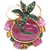 PNG Anello In Argento Sterling 925 Con Rubino Rosa, Tormaline & Quarzo Rosa Mis 9.5