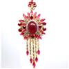 PNG Riscaldato Gemma Rosa - Rosso Rubino & Bianco Zircone Spilla 925 Argento