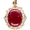 PNG Gemma 34 X 42 MM Rosso Rubino & Bianco Zircone Spilla 925 Argento Sterling