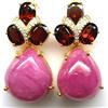 PNG Orecchini in Argento 925 con Zaffiri, Rubin rosa, Granato e Zircone 17x19 mm