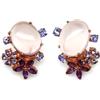 PNG 925 Argento Sterling 13 x 17 MM Rosa Quarzo Rosa, Ametista E Tanzanite Orecchini