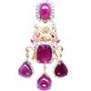 PNG 925 Sterling Argento Rosso Rubino & Bianco Zircone Bicolore Spilla/Ciondolo