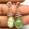 PNG Orecchini In Argento Sterling 925 12 X 17 Mm. Prehnite Verde, Zaffiro E Zircone
